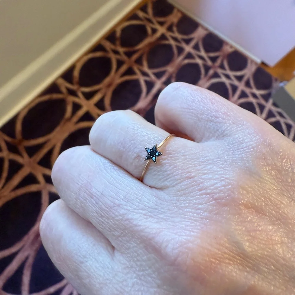 Black Diamond Star Gold Ring